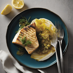 Espadon confit basse température, accompagné de chutney de fenouil et citron