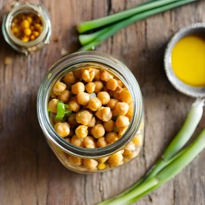 pois chiches , cumin et cébettes