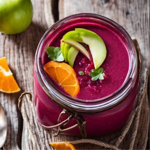 Gaspacho Betterave Cardamome, Salade d'Orange et Pomme Granny