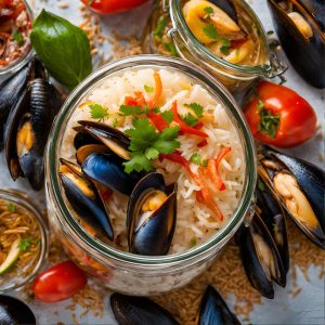 Poêlée d'Encornets, Riz Basmati, Piquillos et Moules